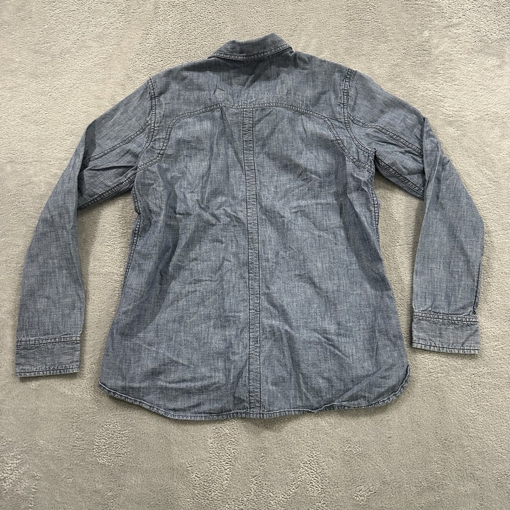 Eddie Bauer Button Shirt Women's M Denim Blue Western Cottage Casual - Picture 3 of 7